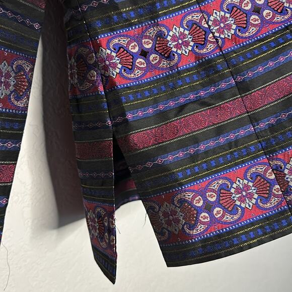 Talbots Silk Blazer Paisley Jacket Button Up Party Classic Evening Purple Size 6 - Picture 5 of 7